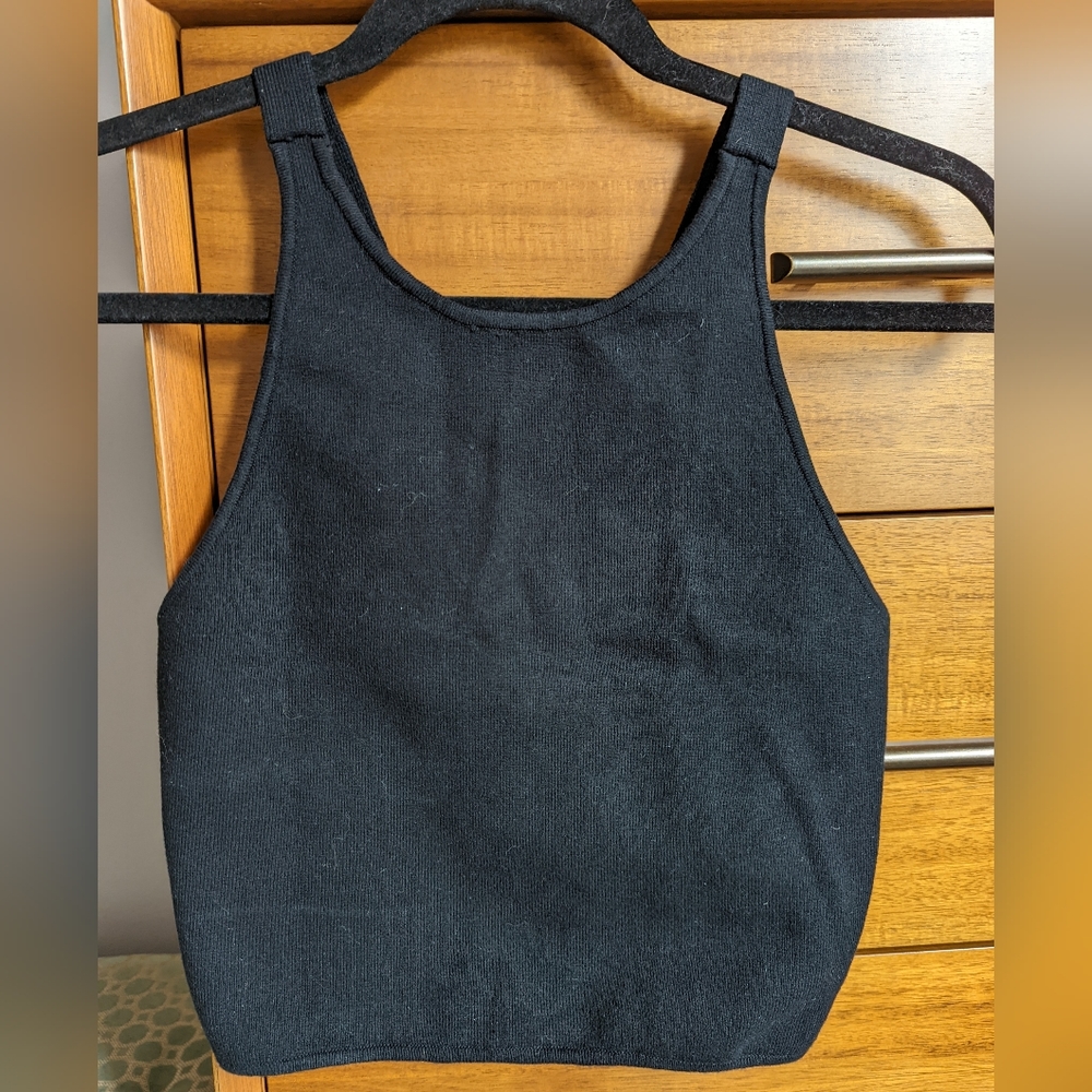 Black knit American Apparel strappy crop top